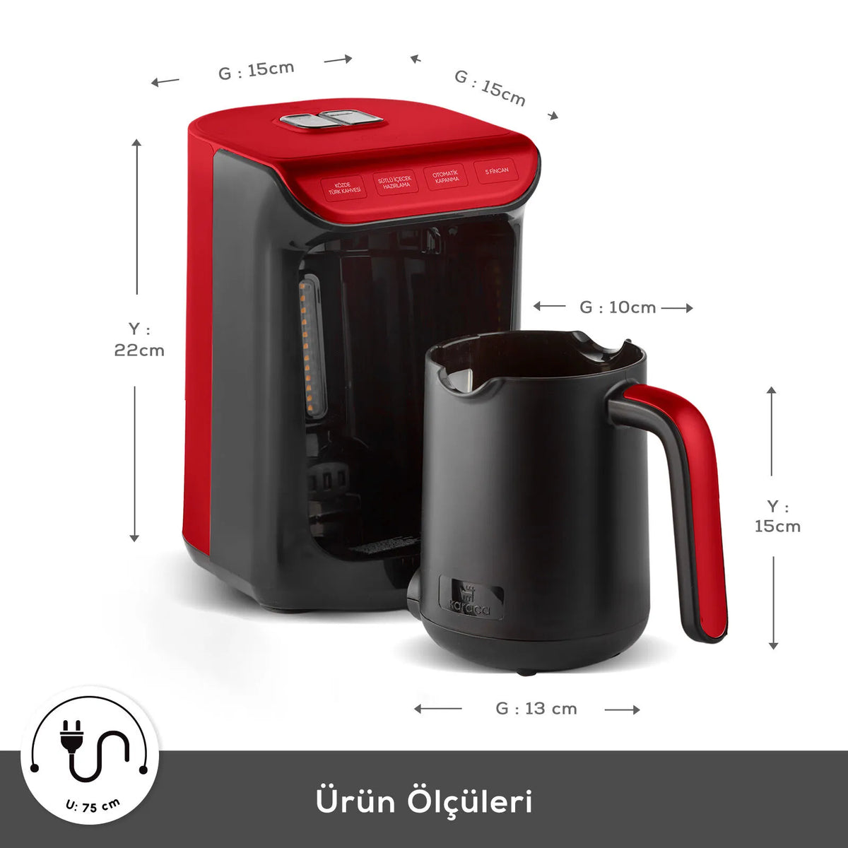 Karaca Hatır Köz Türk Kahve Makinesi Cherry Red