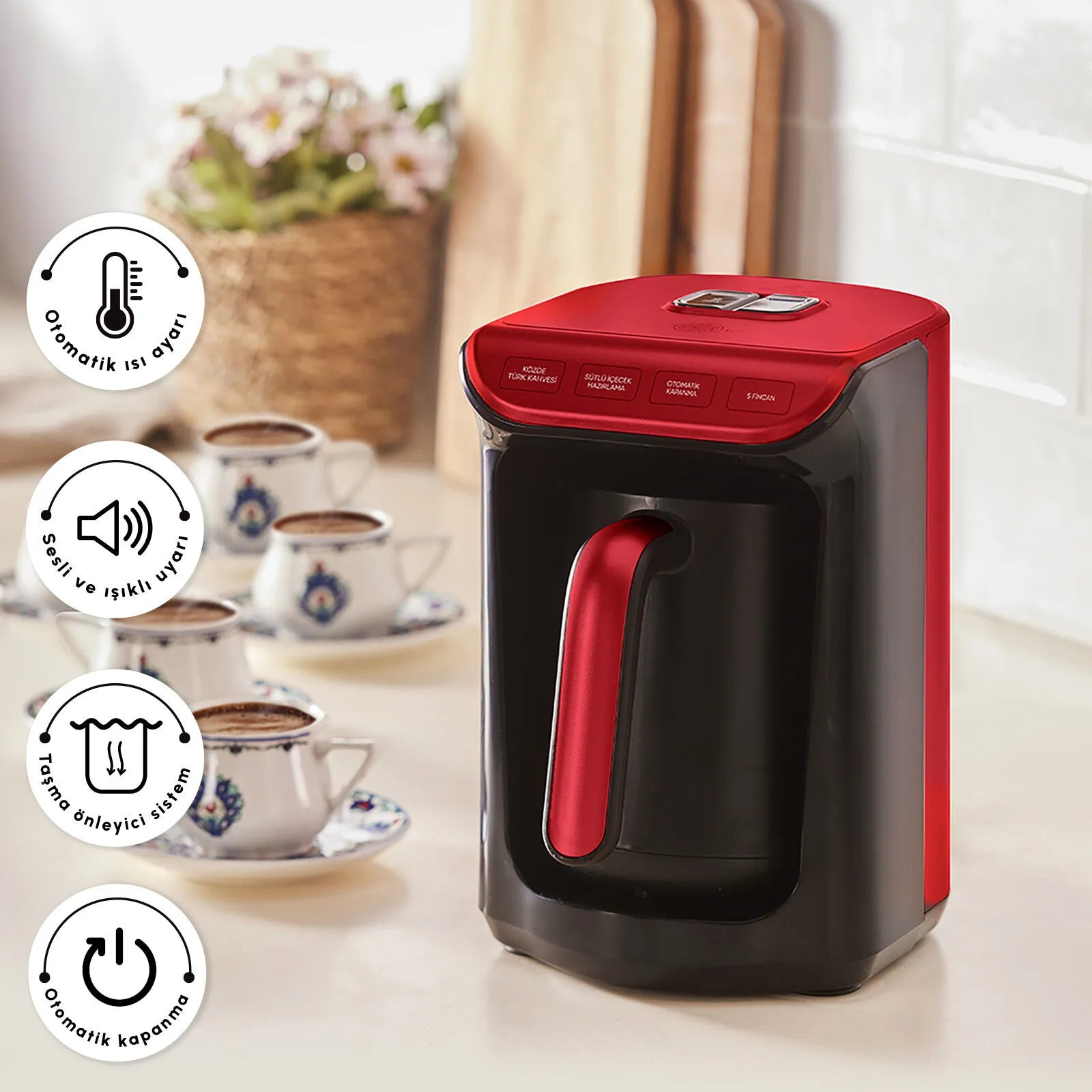 Karaca Hatır Köz Türk Kahve Makinesi Cherry Red