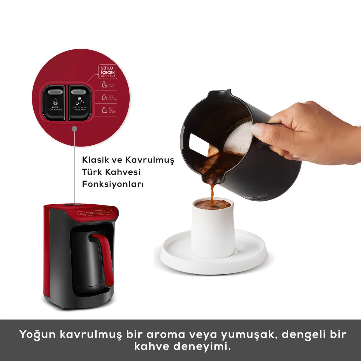 Karaca Hatır Köz Türk Kahve Makinesi Cherry Red