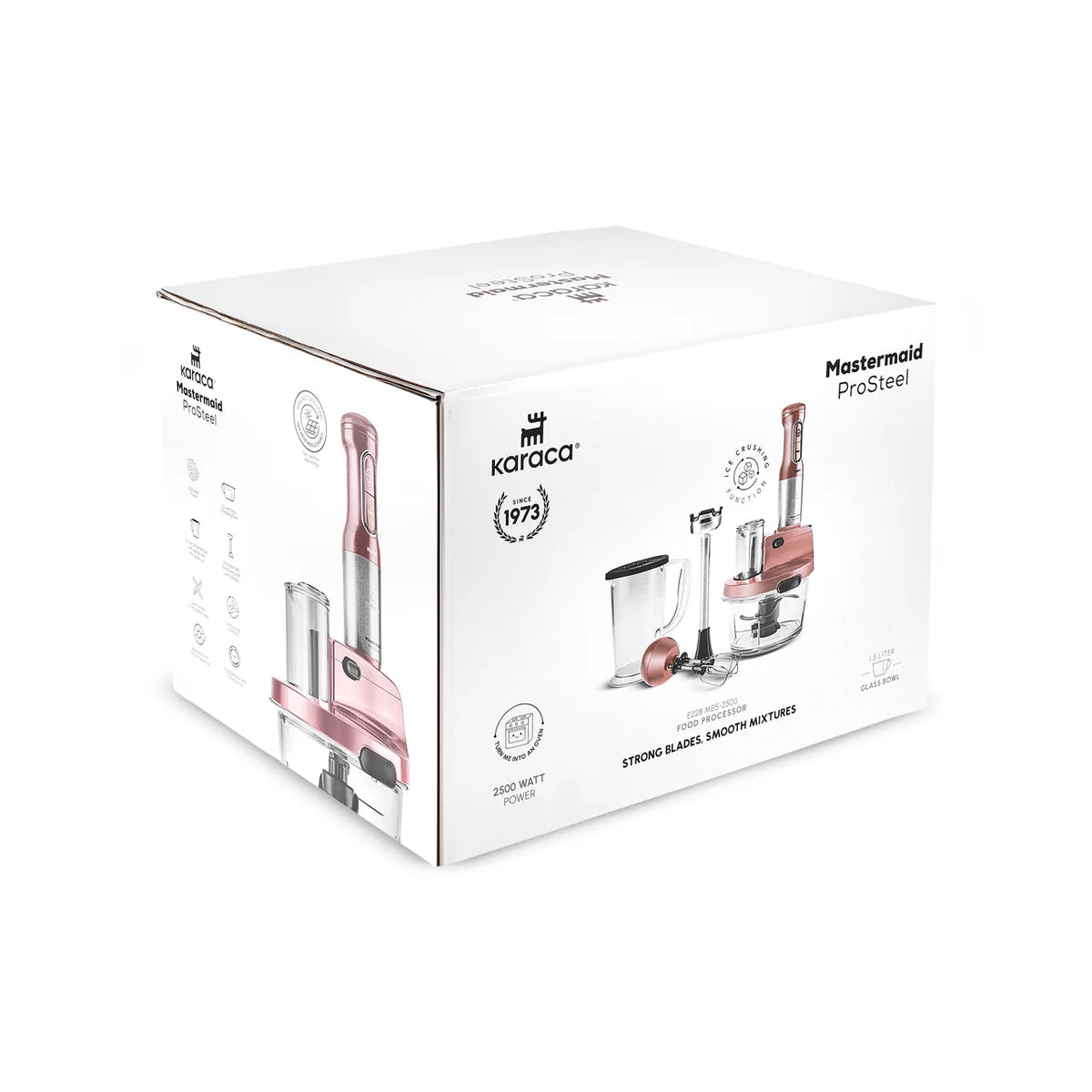 Karaca Mastermaid Prosteel Cam Mutfak Robotu, Uzun Blender, 2500 W, Galaxy Grey
