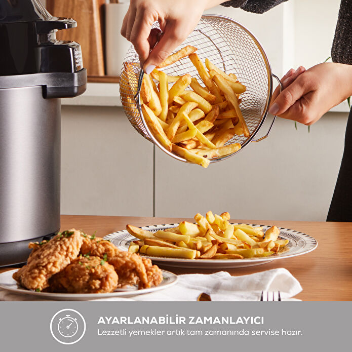 Karaca Cooker 2 in 1 Çok Amaçlı Basınçlı Pişirici Akıllı Elektrikli Düdüklü Tencere ve Airfryer Matte Black 6L