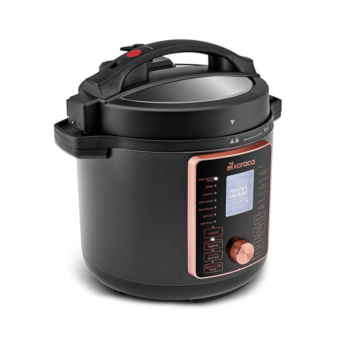 Karaca Cooker 2 in 1 Çok Amaçlı Basınçlı Pişirici Akıllı Elektrikli Düdüklü Tencere ve Airfryer Matte Black 6L