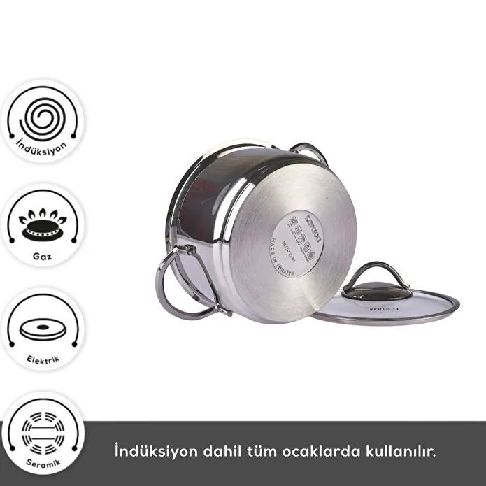 Karaca Ada İndüksiyon Tabanlı 12 Parça Çelik Tencere Seti V2