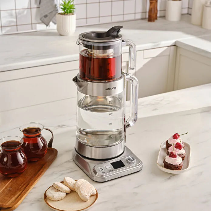 Karaca Refika'dan XL Glas – Elektrische Çaydanlık – 2800 ml – Chrome – 2200W