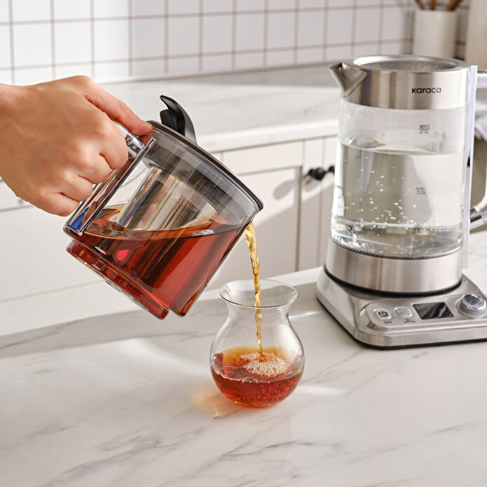 Karaca Refika'dan XL Glas – Elektrische Çaydanlık – 2800 ml – Chrome – 2200W