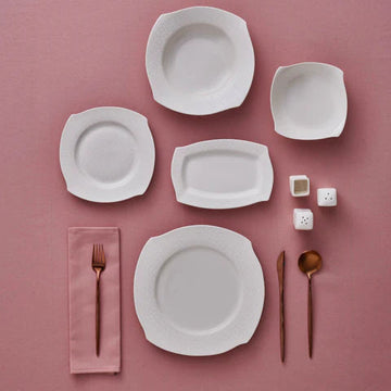 Karaca Square Bone Fancy 53-Delig Dinerservies Voor 12 Personen