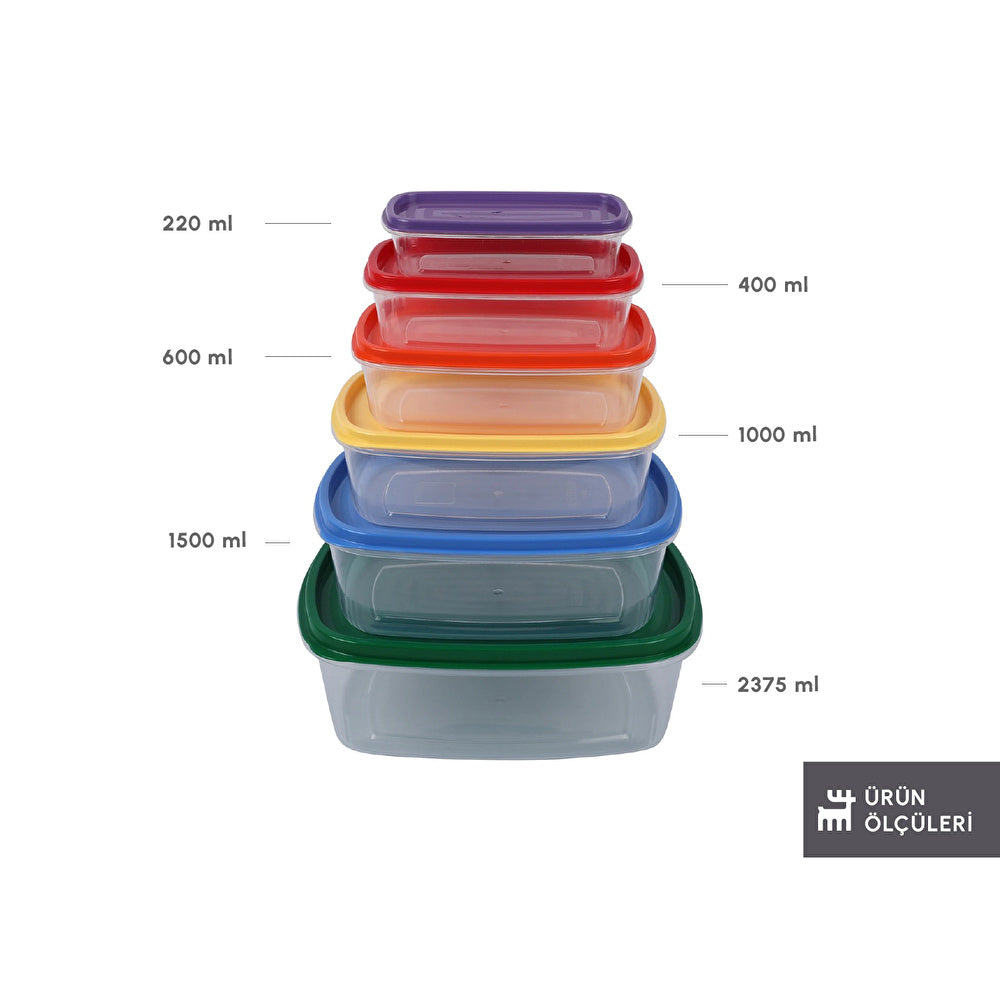 Karaca Roxy set van 6 opbergbakjes, gekleurd
