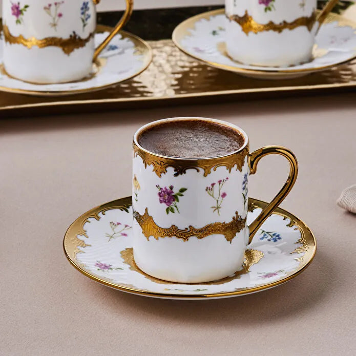 Karaca Bihter Kaffeetassen-Set für 6 Personen, 90 ml