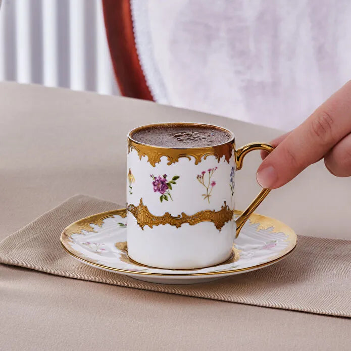 Karaca Bihter Kaffeetassen-Set für 6 Personen, 90 ml