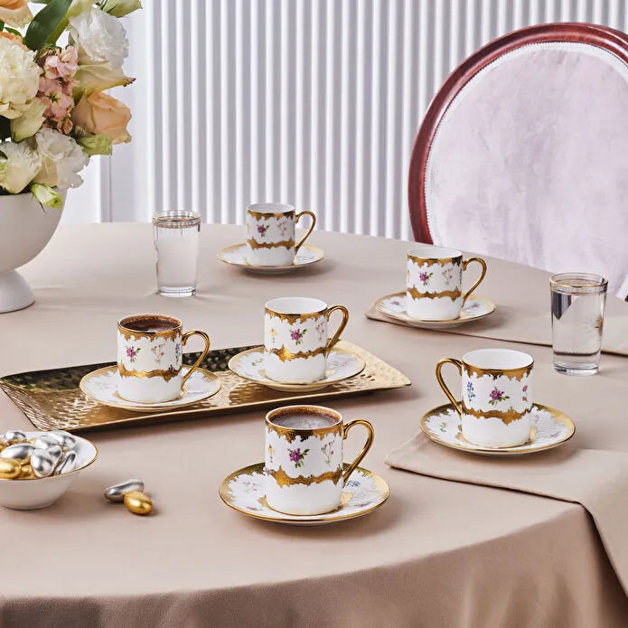 Karaca Bihter Kaffeetassen-Set für 6 Personen, 90 ml