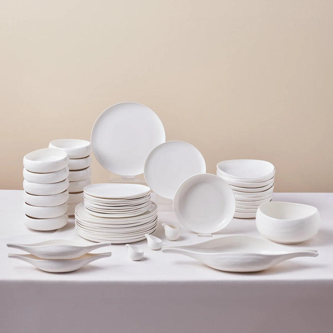 Karaca Earth Collection Clay 55 Parça Yemek Takımı – Beyaz | 12 Kişilik