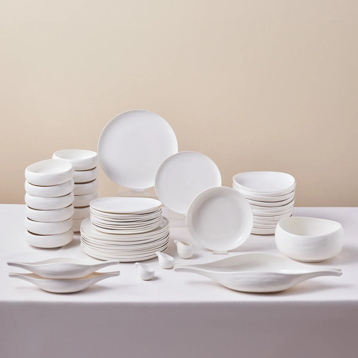 Karaca Earth Collection Clay 55 Parça Yemek Takımı – Beyaz | 12 Kişilik