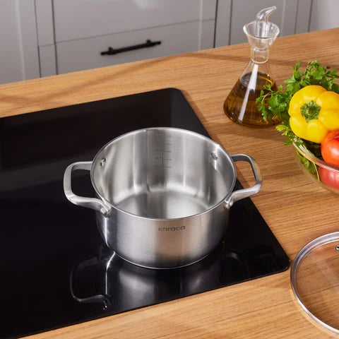 Karaca Elite Paslanmaz Çelik İndüksiyon Tencere & Kapak, 20 cm, Gümüş
