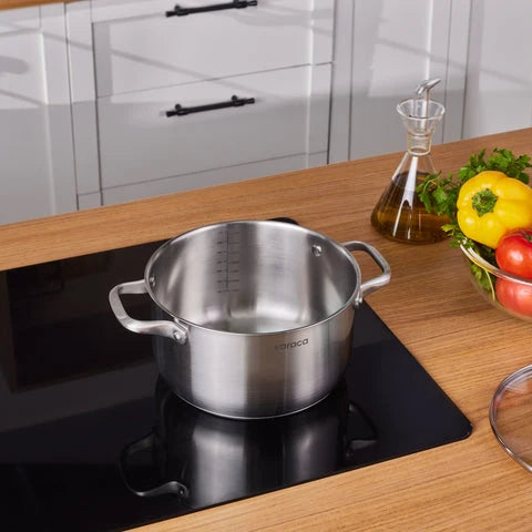 Karaca Elite Paslanmaz Çelik İndüksiyon Tencere & Kapak, 22 cm, Gümüş