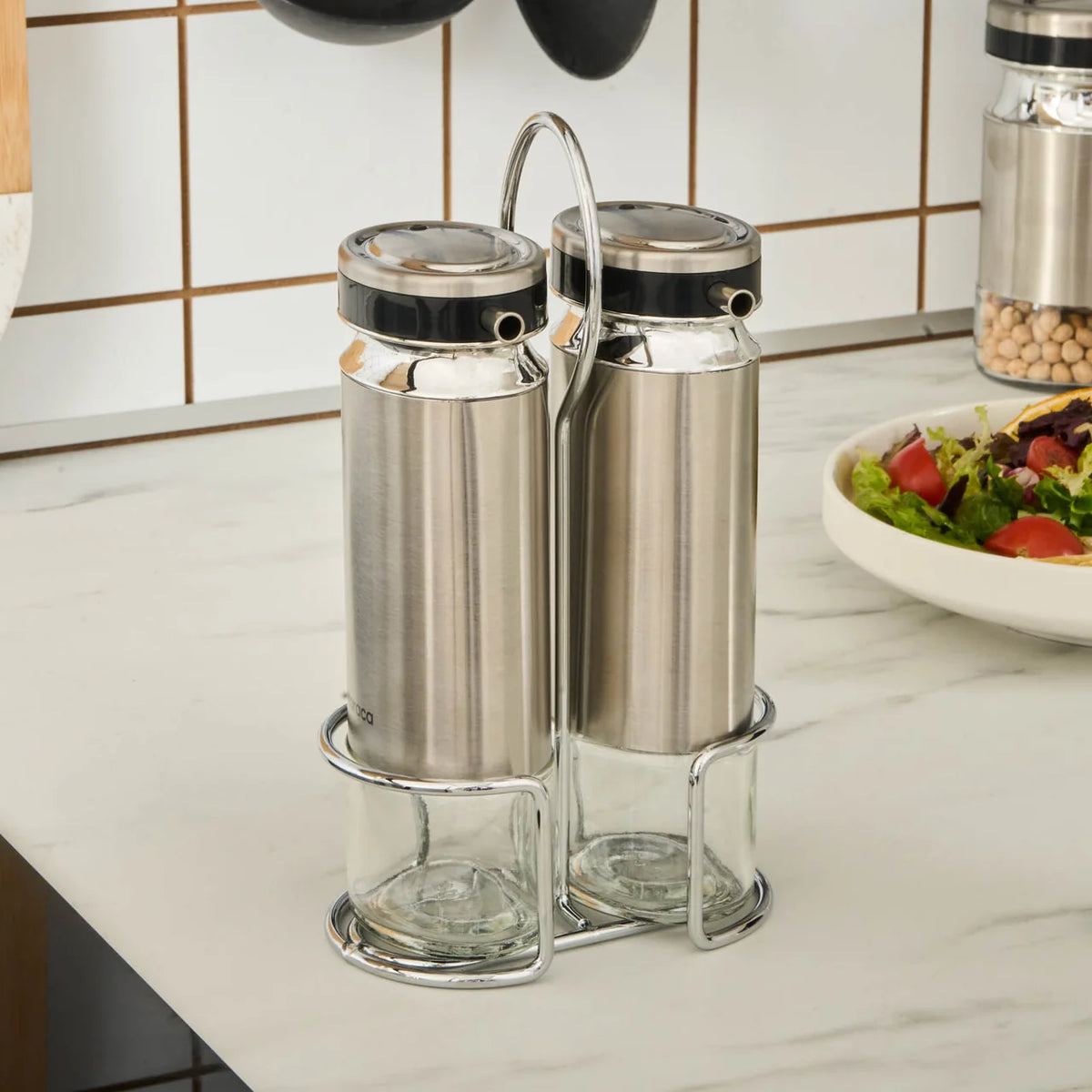 Karaca Stellum, 3 Parça Yağ ve Sirke Şişesi Seti, Inox