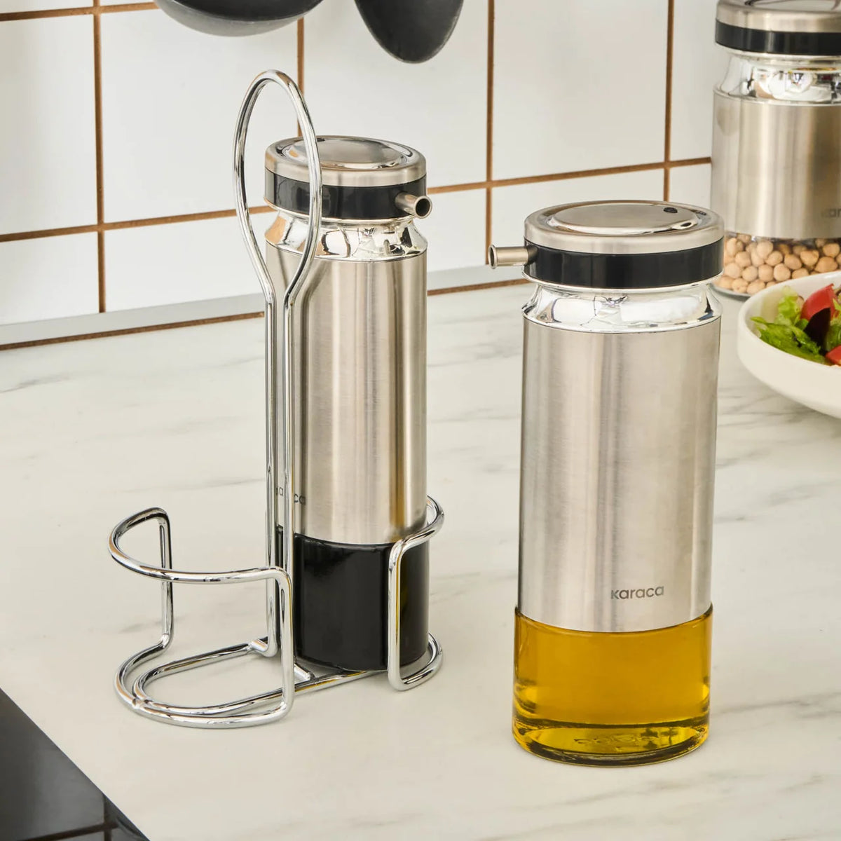 Karaca Stellum, 3 Parça Yağ ve Sirke Şişesi Seti, Inox