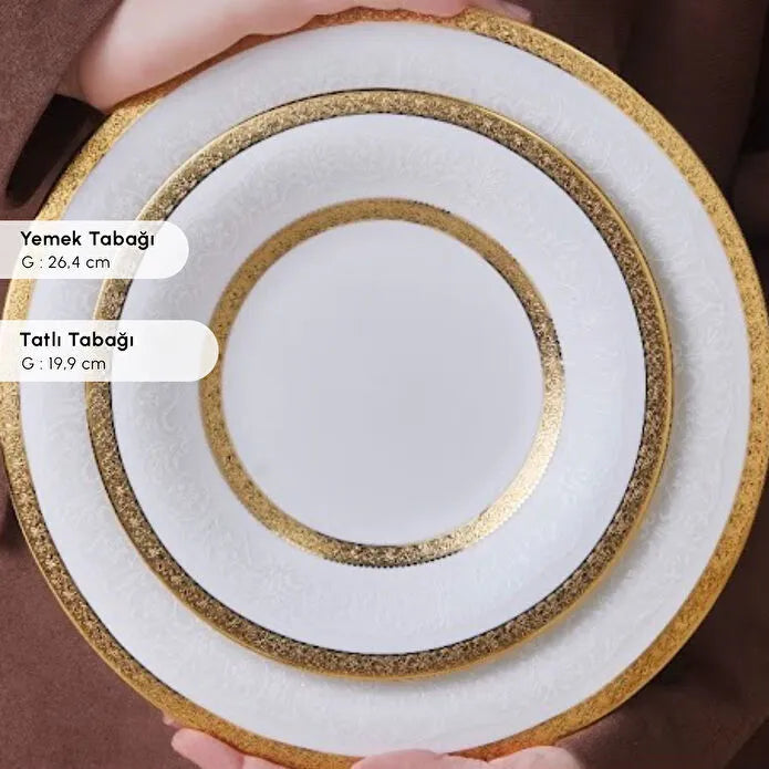 Karaca Royal Bone Charlotte 55-delig 12-persoons Dinerservies Goud