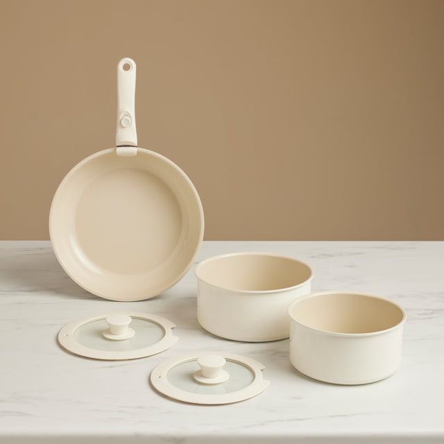 Karaca Comfort 6-delige keramische kookset met afneembare handgrepen