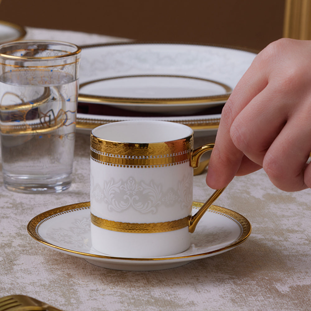 Karaca Royal Bone Charlotte 6 Kişilik Kahve Fincan Takımı 90 ml