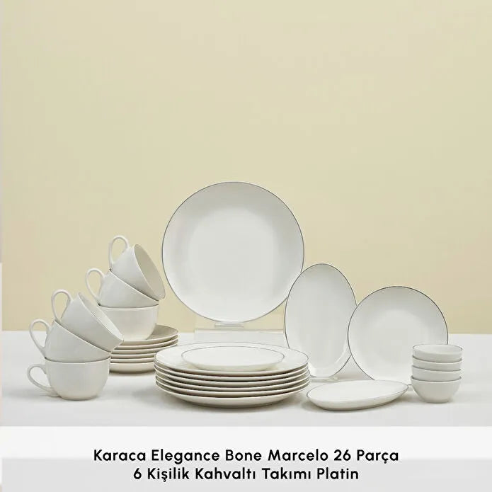 Karaca Elegance Bone Marcelo 26 Parça 6 Kişilik Kahvaltı Takımı Platin