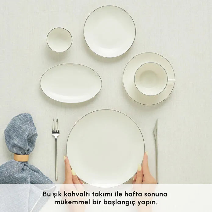 Karaca Elegance Bone Marcelo 26 Parça 6 Kişilik Kahvaltı Takımı Platin