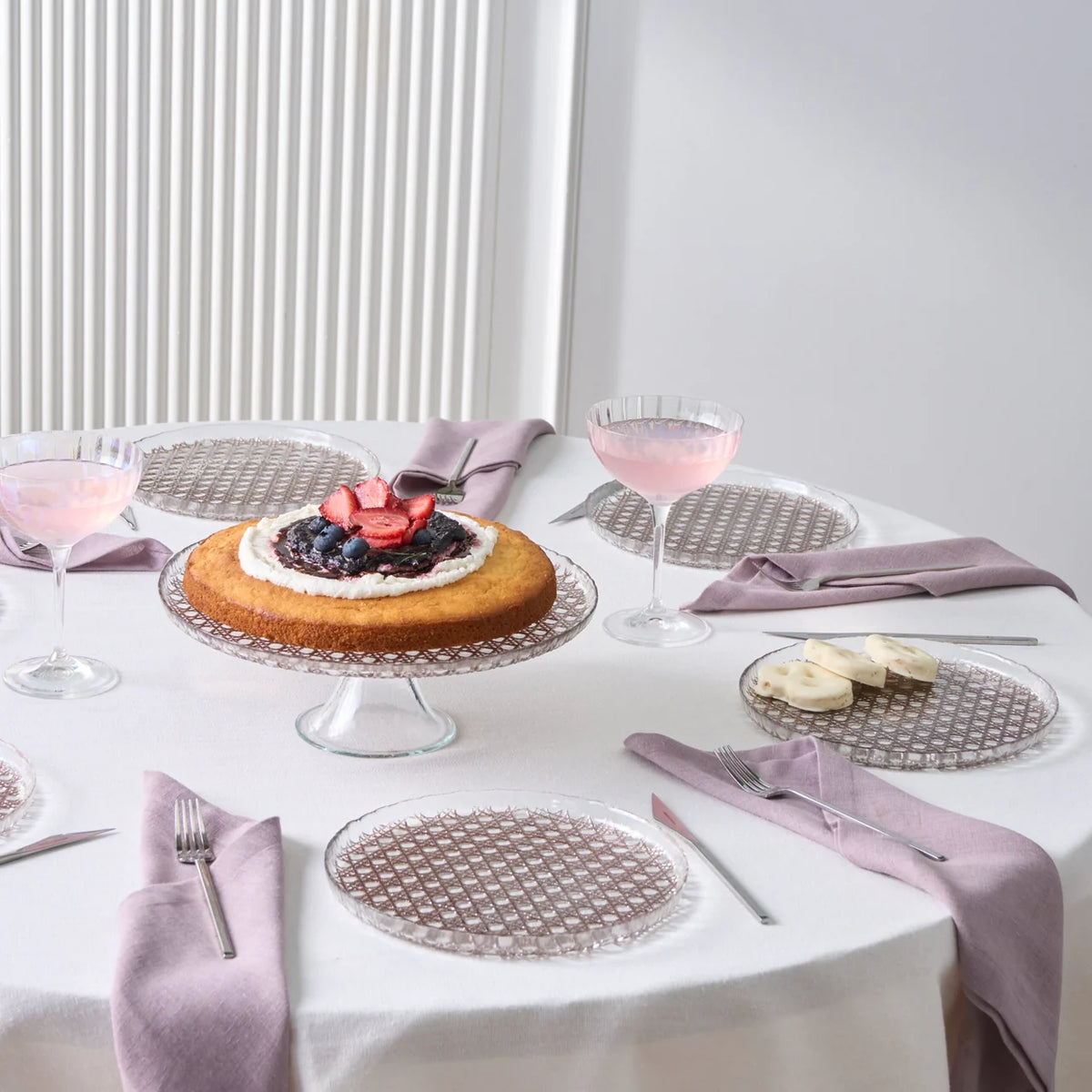 Karaca Rattan Gri Simli 7 Parça Pasta Seti
