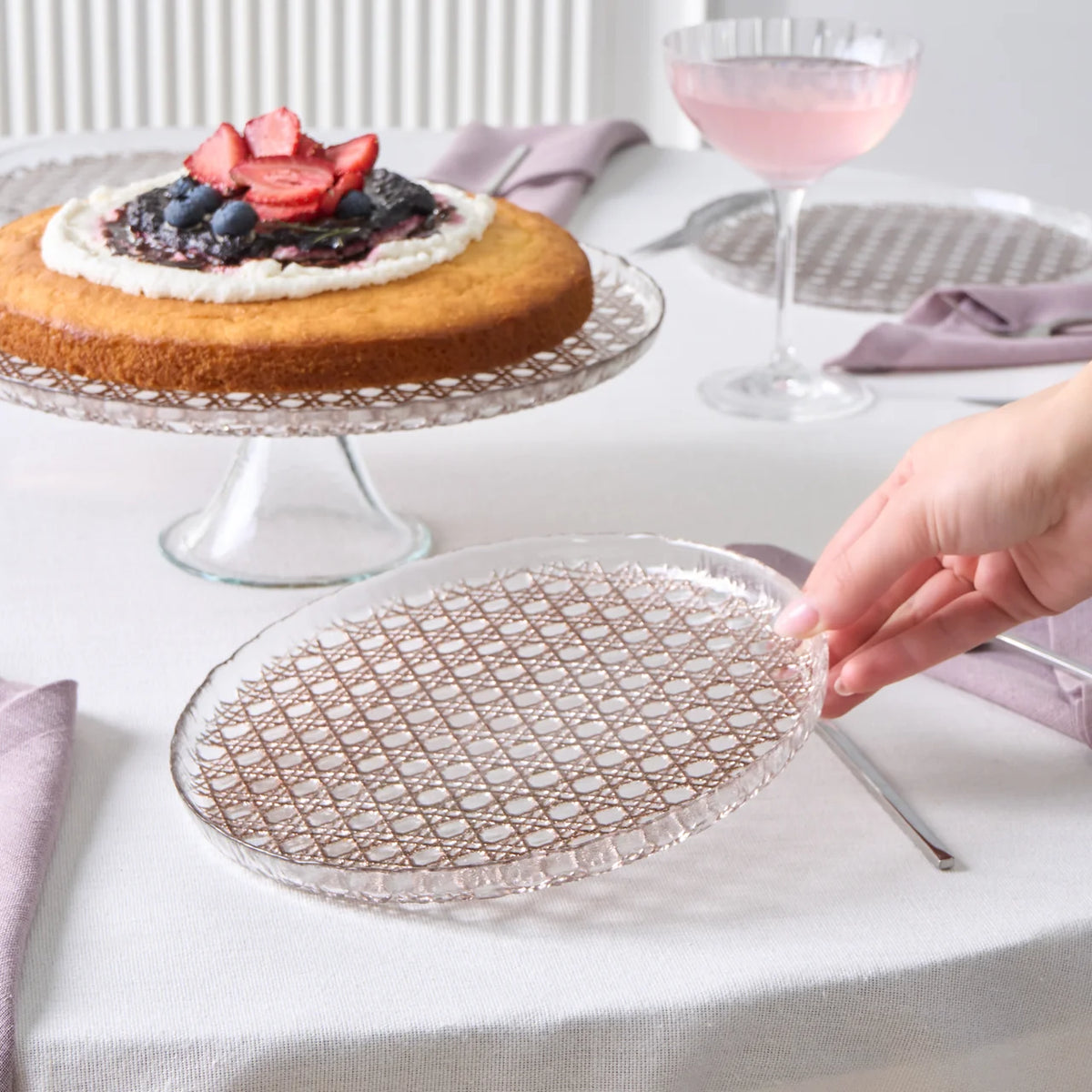 Karaca Rattan Gri Simli 7 Parça Pasta Seti