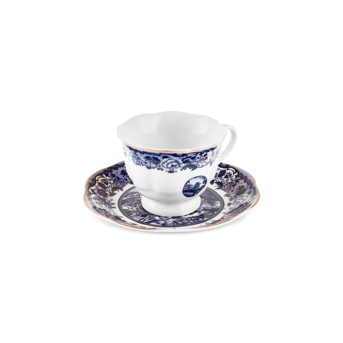 Karaca Old Town 6 Kişilik 12 Parça Bone China Espresso Türk Kahvesi Fincan Takımı, 80 ml, Mavi