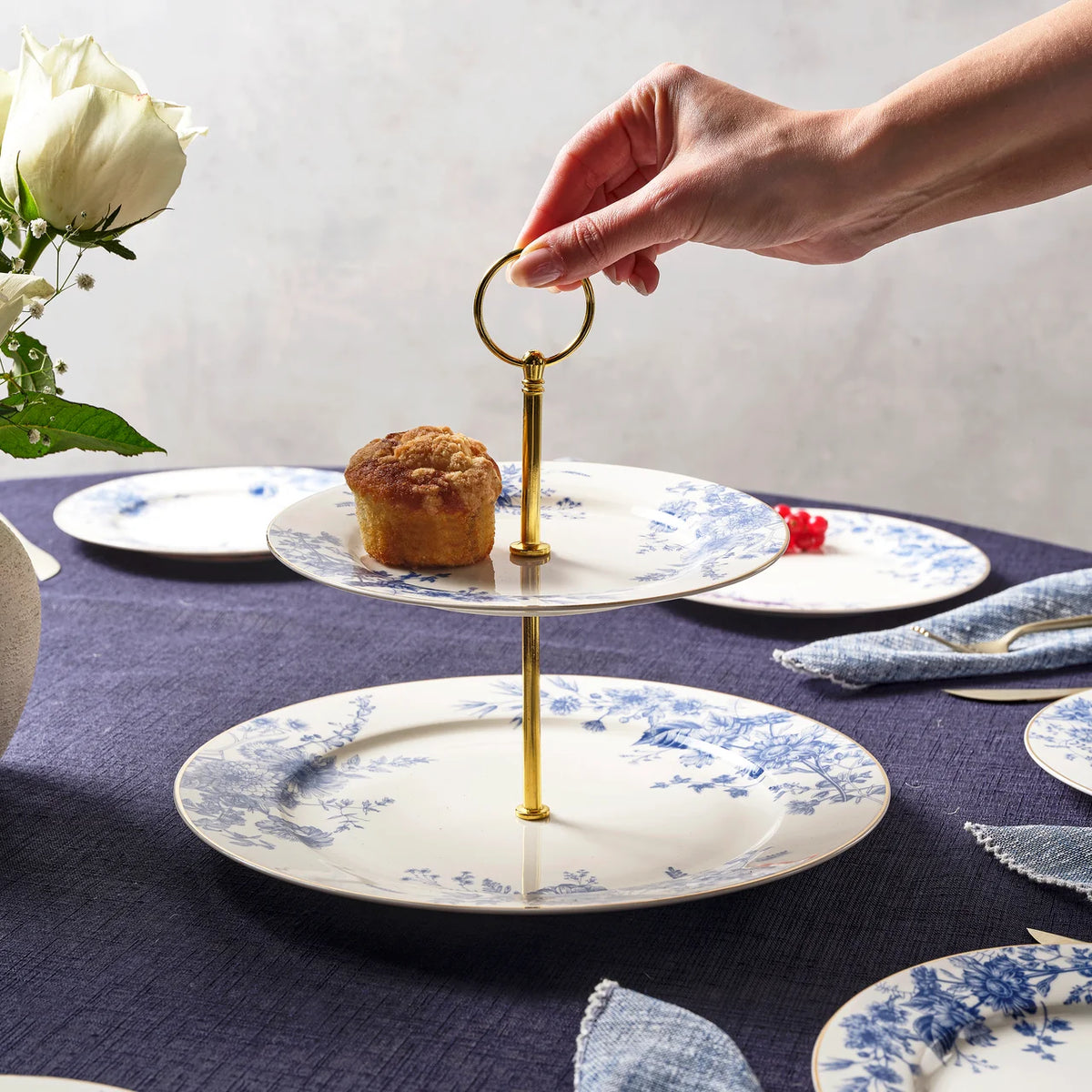 Karaca Delft 6 Kişilik 8 Parça Bone China Servis Seti, Mavi