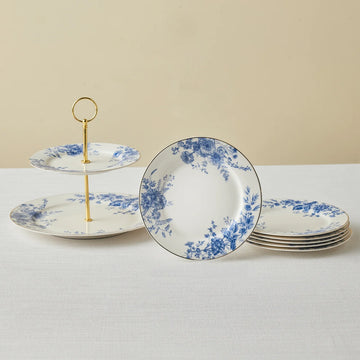 Karaca Delft 6 Kişilik 8 Parça Bone China Servis Seti, Mavi