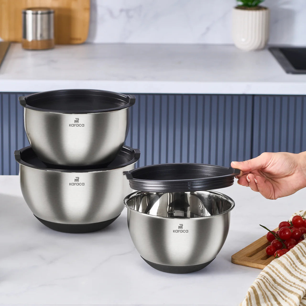 Lot de 3 mixeurs Karaca Blendbox, en inox