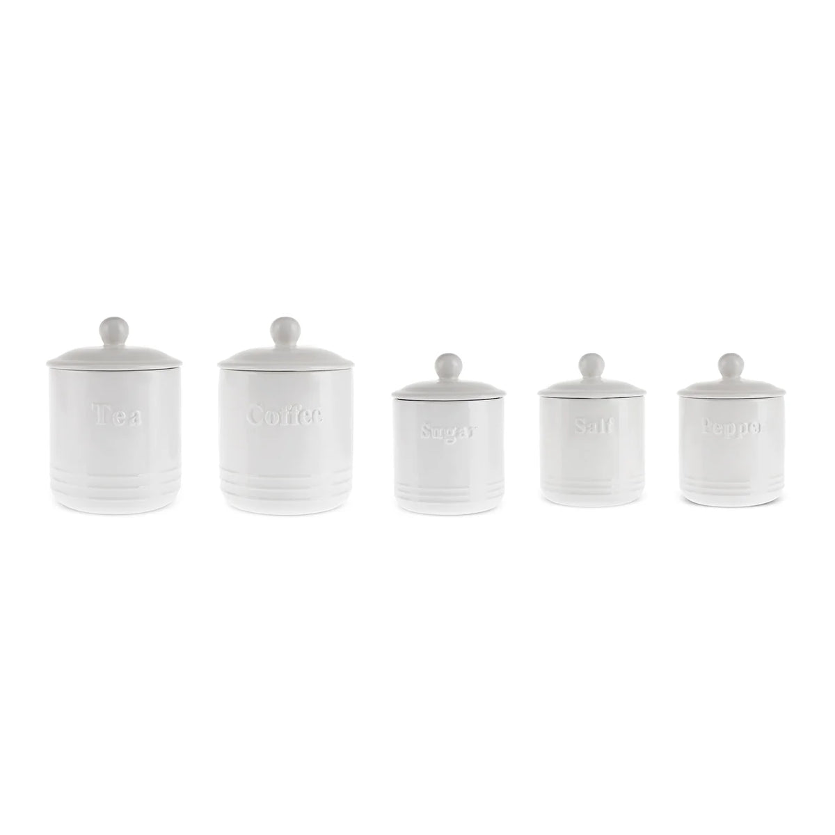 Karaca Ceraflavour-set van 5 porseleinen bewaarpotten, wit