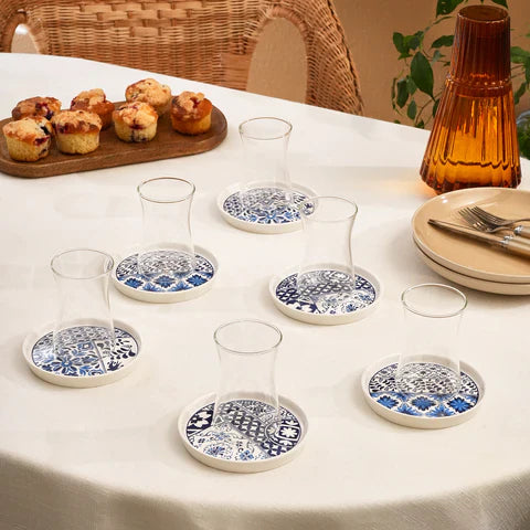 Karaca Portela 12-delig porseleinen theeservies voor 6 personen, 170 ml, veelkleurig