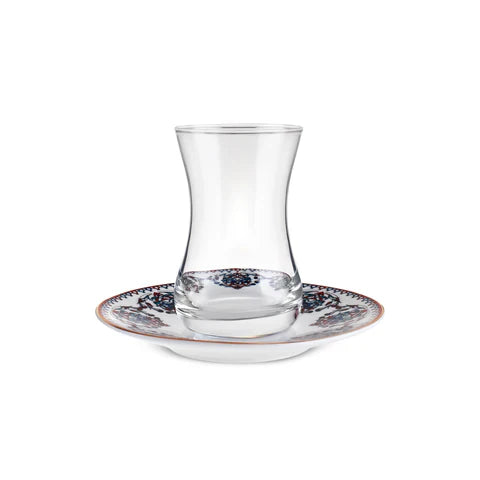 Karaca Nakkaş 6 Kişilik 12 Parça Bone China Çay Takımı, 130 ml, Kırmızı