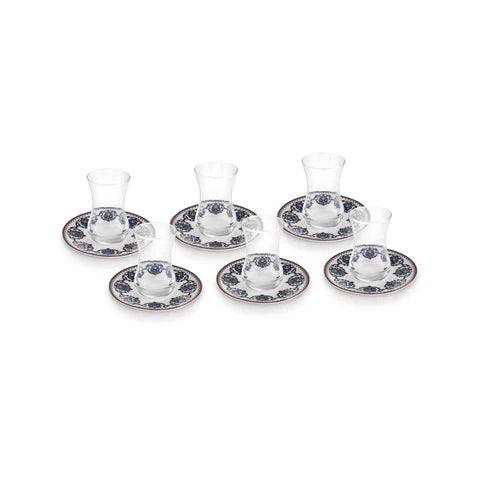 Karaca Nakkaş 6 Kişilik 12 Parça Bone China Çay Takımı, 130 ml, Kırmızı