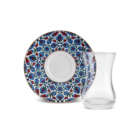 Karaca Emirgan 12-teiliges Bone-China-Teeservice für 6 Personen, 130 ml, mehrfarbig