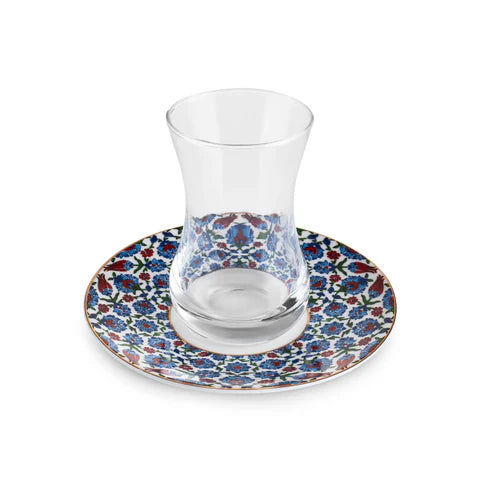 Karaca Emirgan 12-teiliges Bone-China-Teeservice für 6 Personen, 130 ml, mehrfarbig