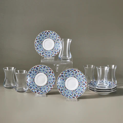 Karaca Emirgan 12-teiliges Bone-China-Teeservice für 6 Personen, 130 ml, mehrfarbig