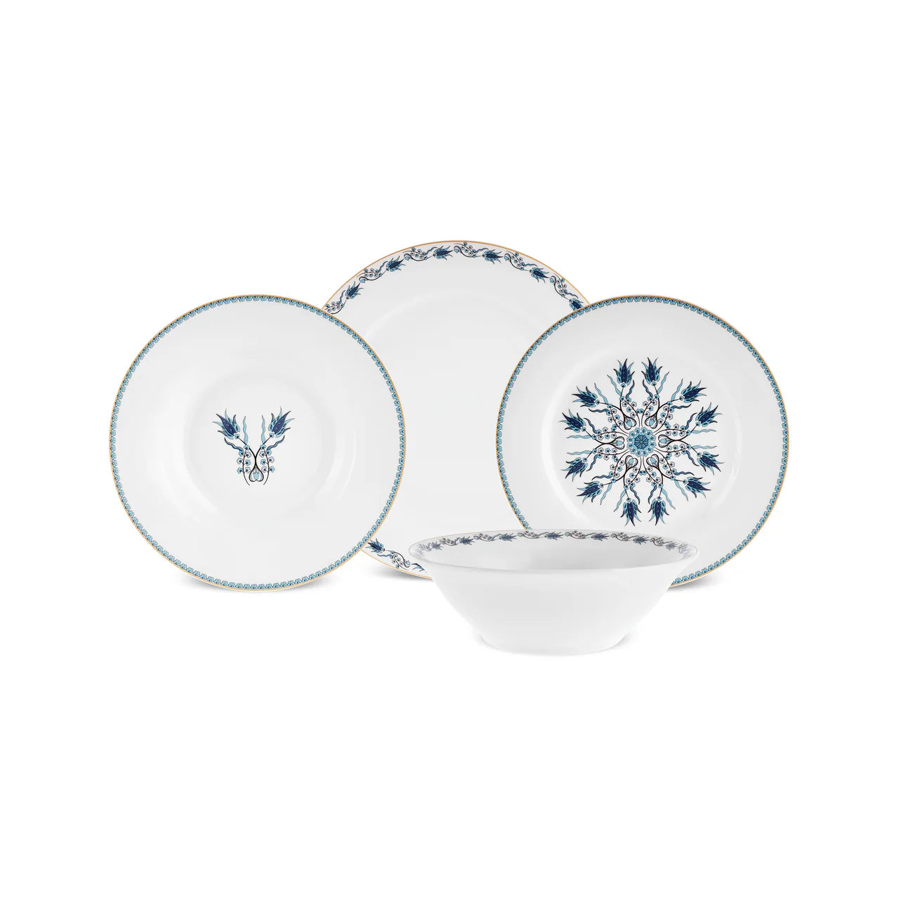 Karaca Forever Bone China İznik 24-teiliges Geschirrset für 6 Personen, bunt
