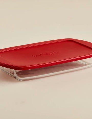 Paşabahçe 59006 Plat en verre carré avec couvercle en plastique (1 950 cc)