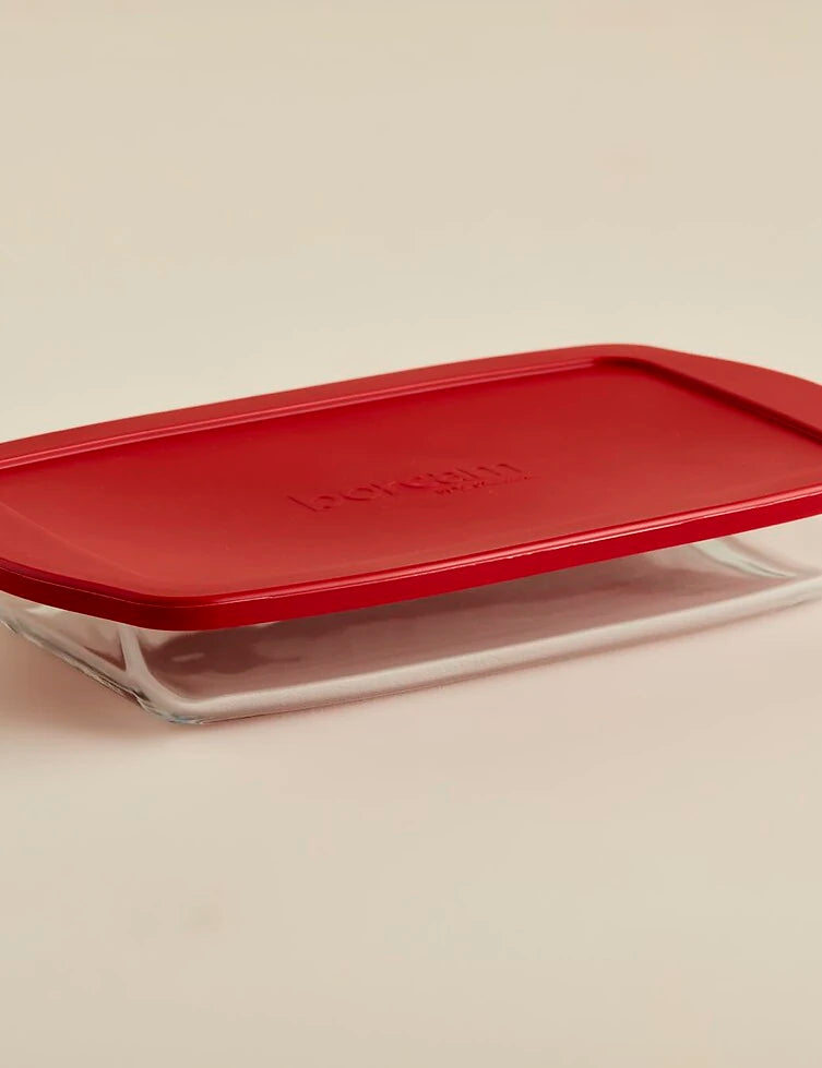 Paşabahçe 59006 Plat en verre carré avec couvercle en plastique (1 950 cc)