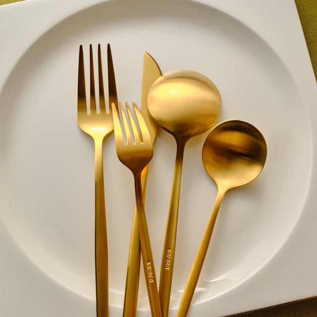 Karaca Orion Matte Gold 12-Persoons 60 Parça Çatal Kaşık Bıçak Seti