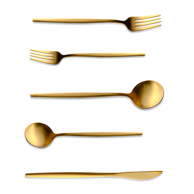 Karaca Orion Matte Gold 12-Persoons 60 Parça Çatal Kaşık Bıçak Seti