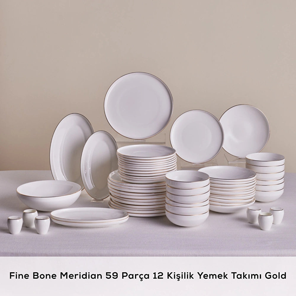 Karaca Red Carpet Collection Fine Bone Meridian 59 Parça 12 Kişilik Yemek Takımı Gold