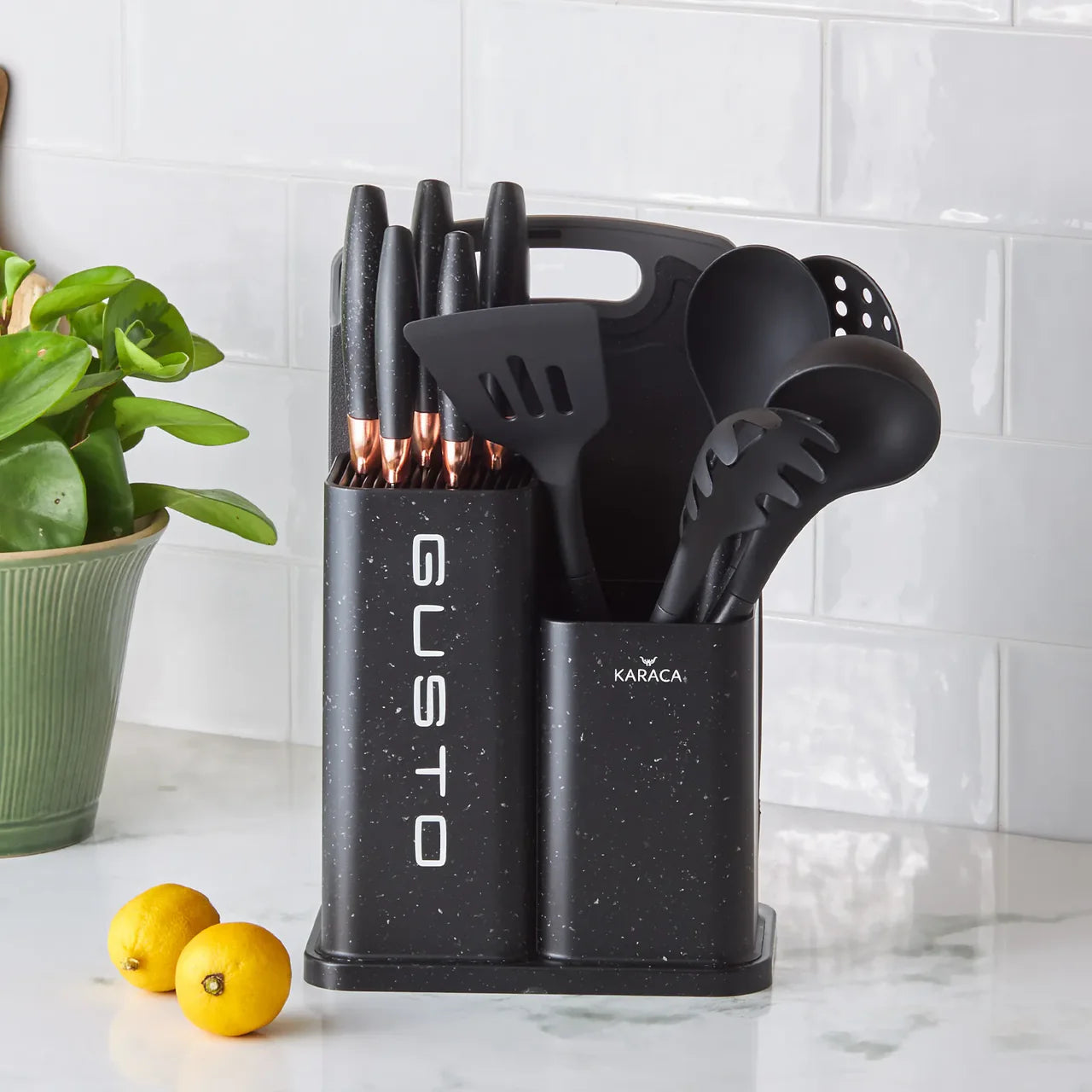 Karaca Gusto 12-delige messen-/snijplankset, zwart