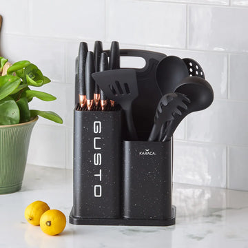 Karaca Gusto 12-delige messen-/snijplankset, zwart