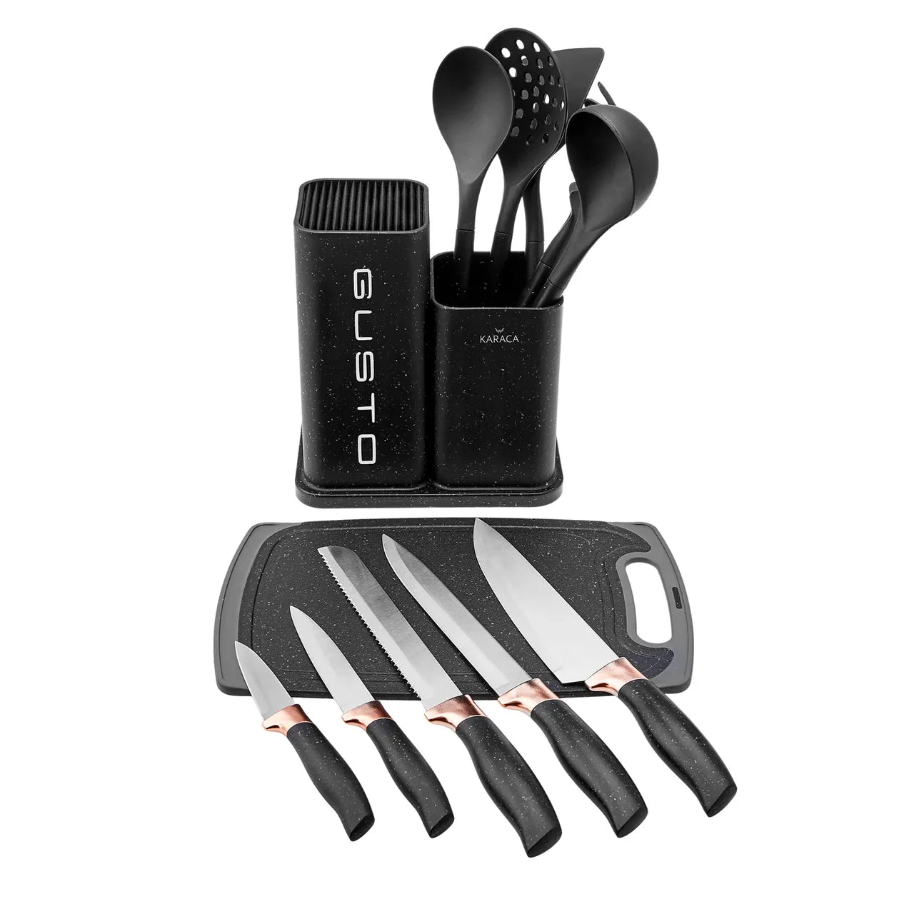 Karaca Gusto 12-teiliges Schneidebrett-Set, schwarz
