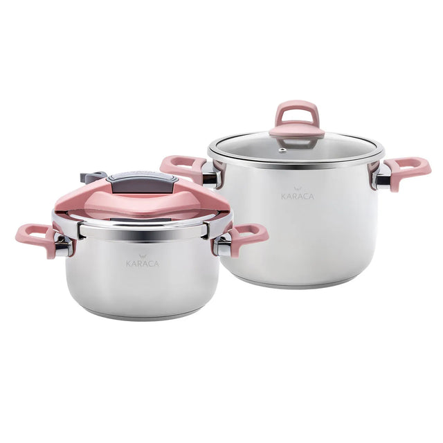 Karaca Perfect Pink Düdüklü Tencere Seti 4+6 Lt