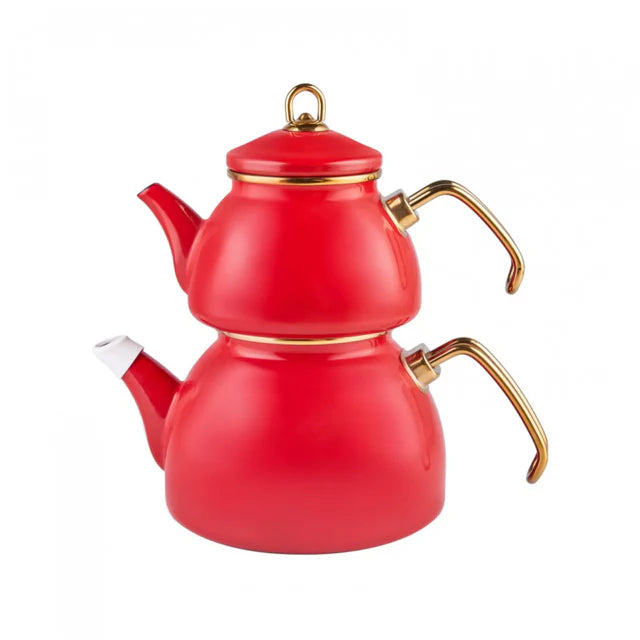 Karaca Retro, Emaille-Teekanne Rot – Rot