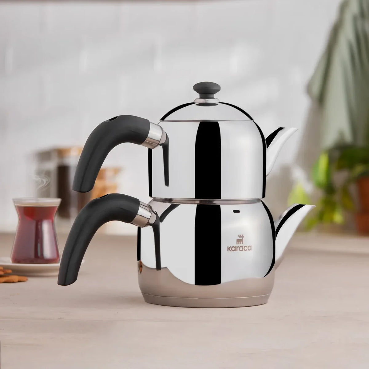 Karaca Edge Mini Çaydanlık Takımı Siyah